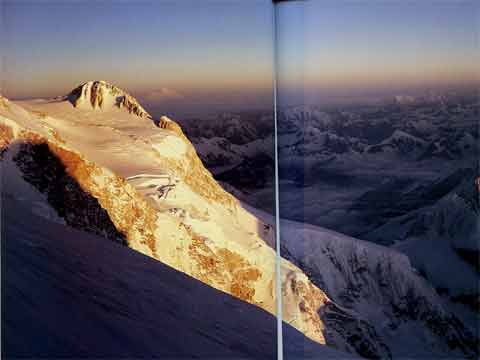 
Kangchenjunga West Summit At Sunrise, Pyramid Peak is on the right - Himalayan Quest: Ed Viesturs on the 8,000-Meter Giants book
